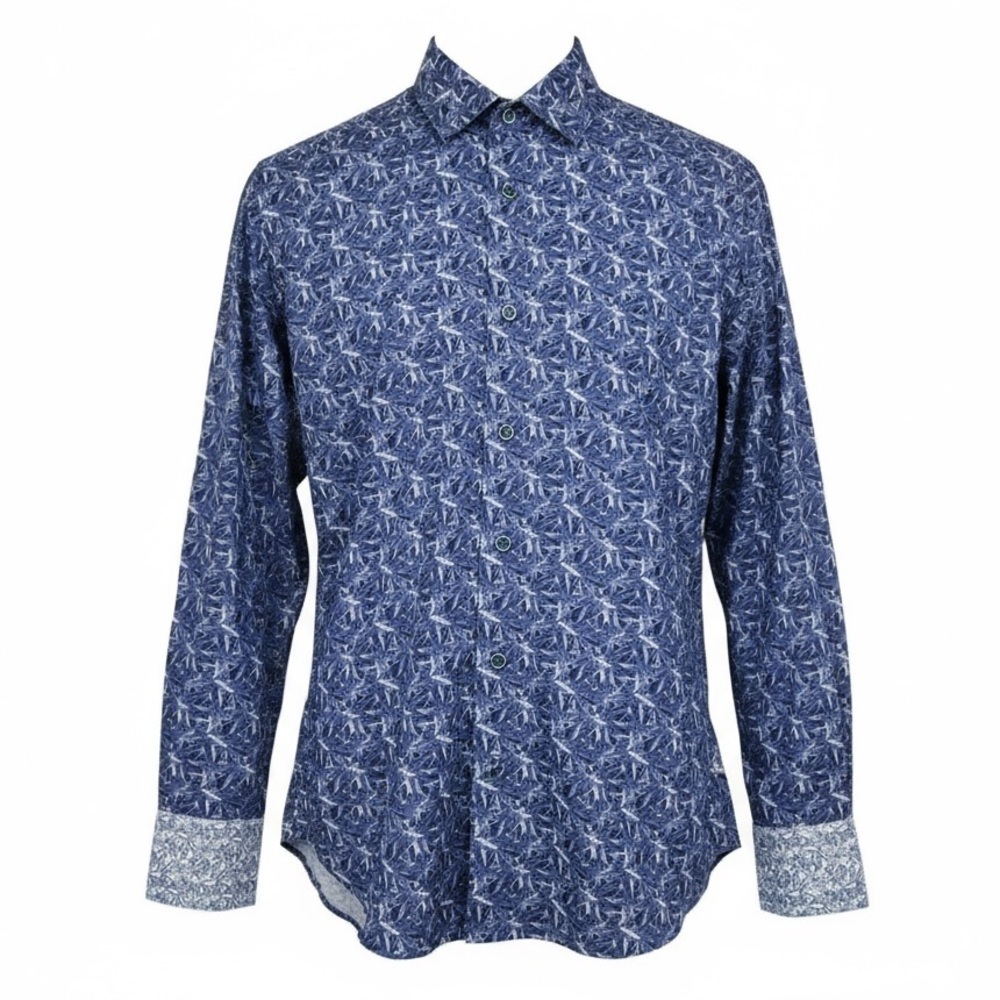 Robert Graham Ellicott Blue Abstract Print Button Down Shirt Men’s Small Cotton